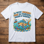 Тениска „За честит Никулден – Риба на трапезата, ракия в чашата“ – Забавен подарък за Никулден