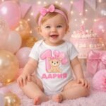 Персонализирано бебешко боди за първи рожден ден