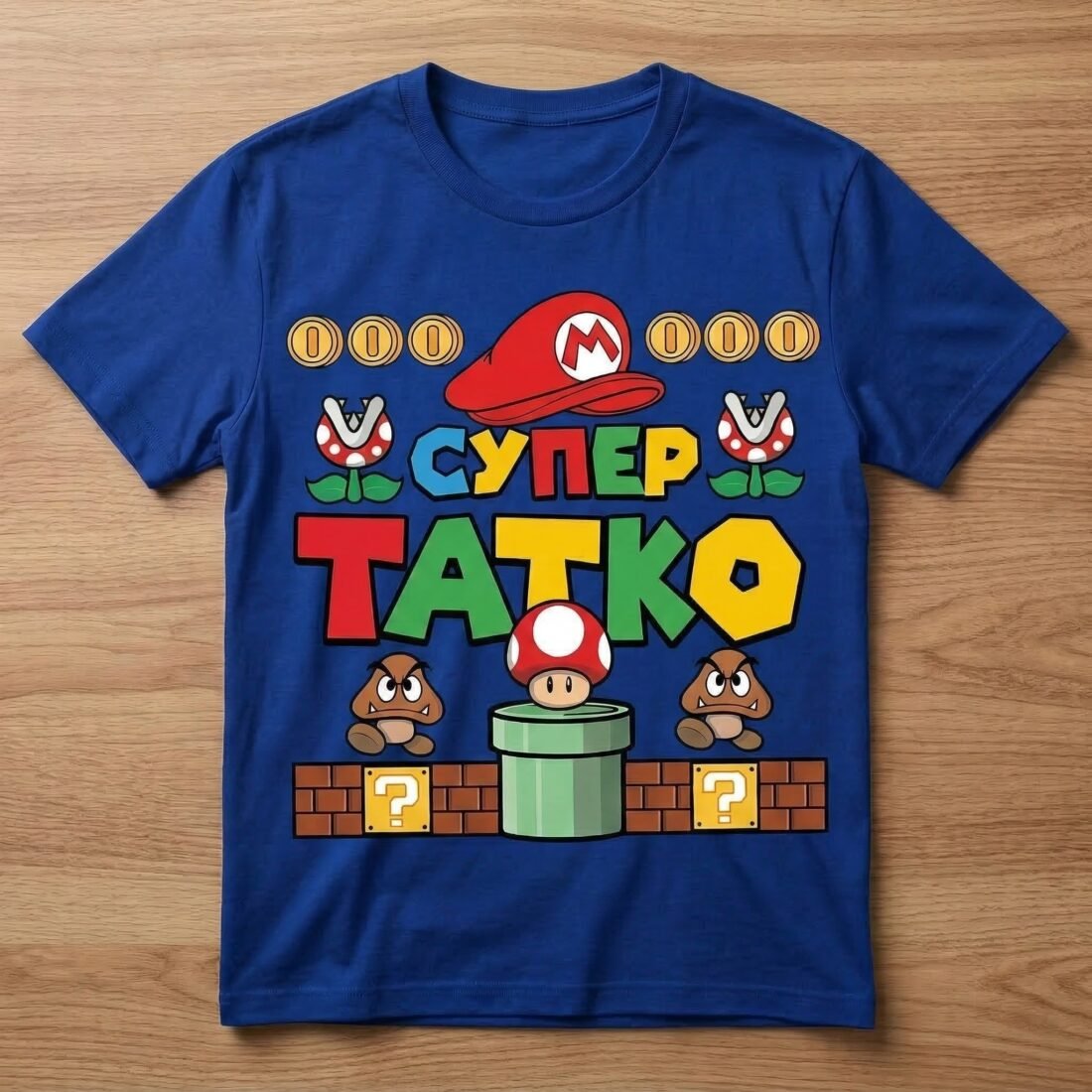Тениска „Супер Татко“ – Забавен геймър дизайн, подарък за баща, Mario стил тениска