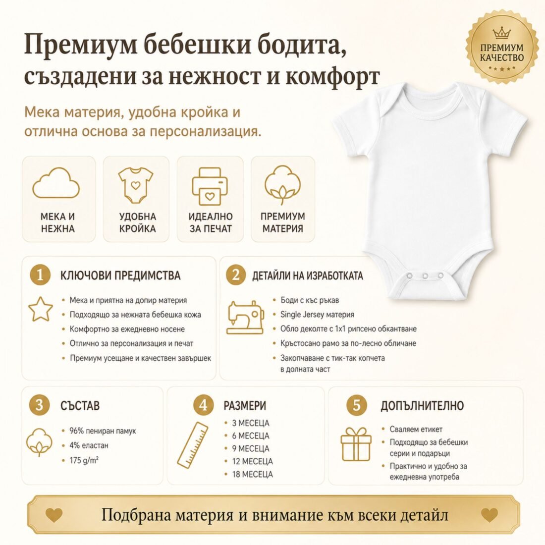 Бебешко боди „Малък, но командва“ – забавен подарък за бебе