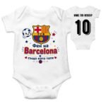 Персонализирано бебешко боди за фен на Barcelona – с име и номер