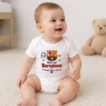 Персонализирано бебешко боди за фен на Barcelona – с име и номер